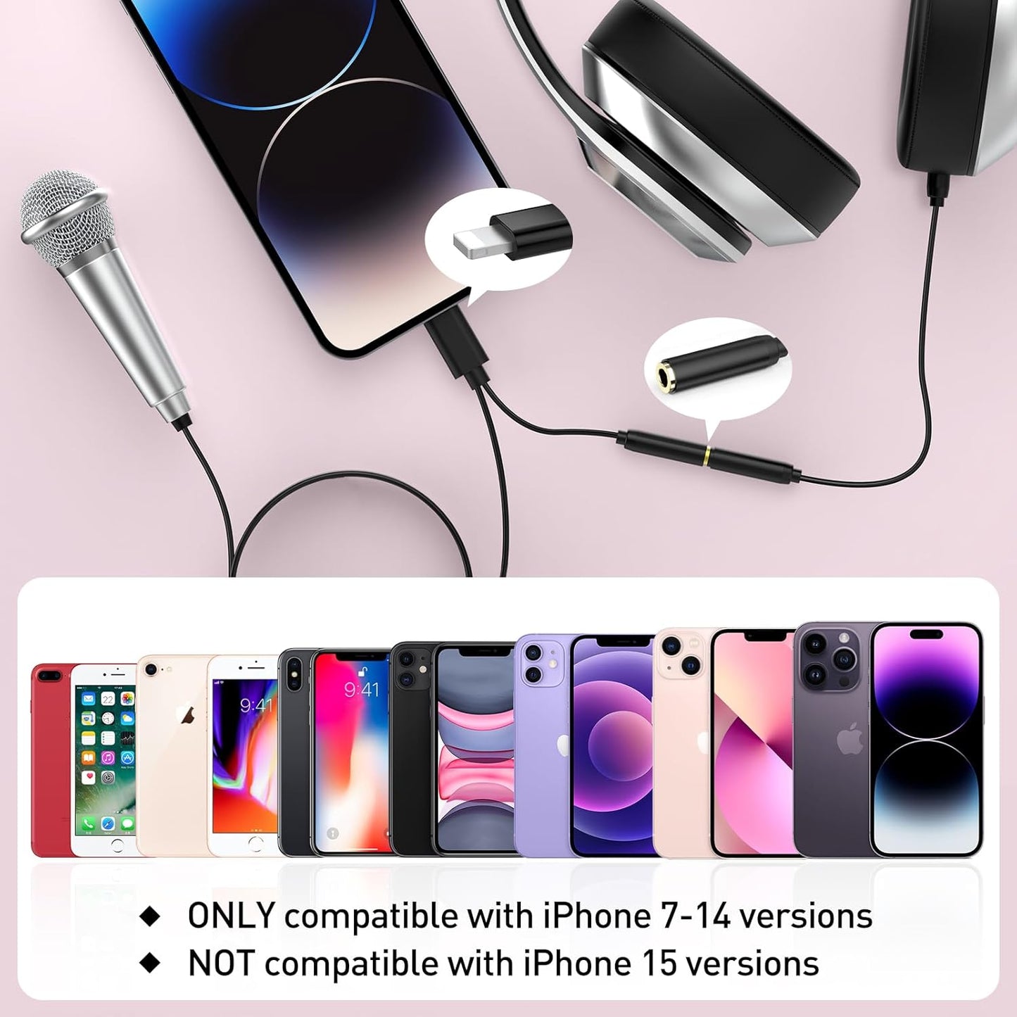 PoP voice 2PCS Mini Microphone for iPhone iPad Small ASMR Tiny Microphone for Video Recording, Singing, Vlogging, YouTube Two Mics Silver and Rose Golden