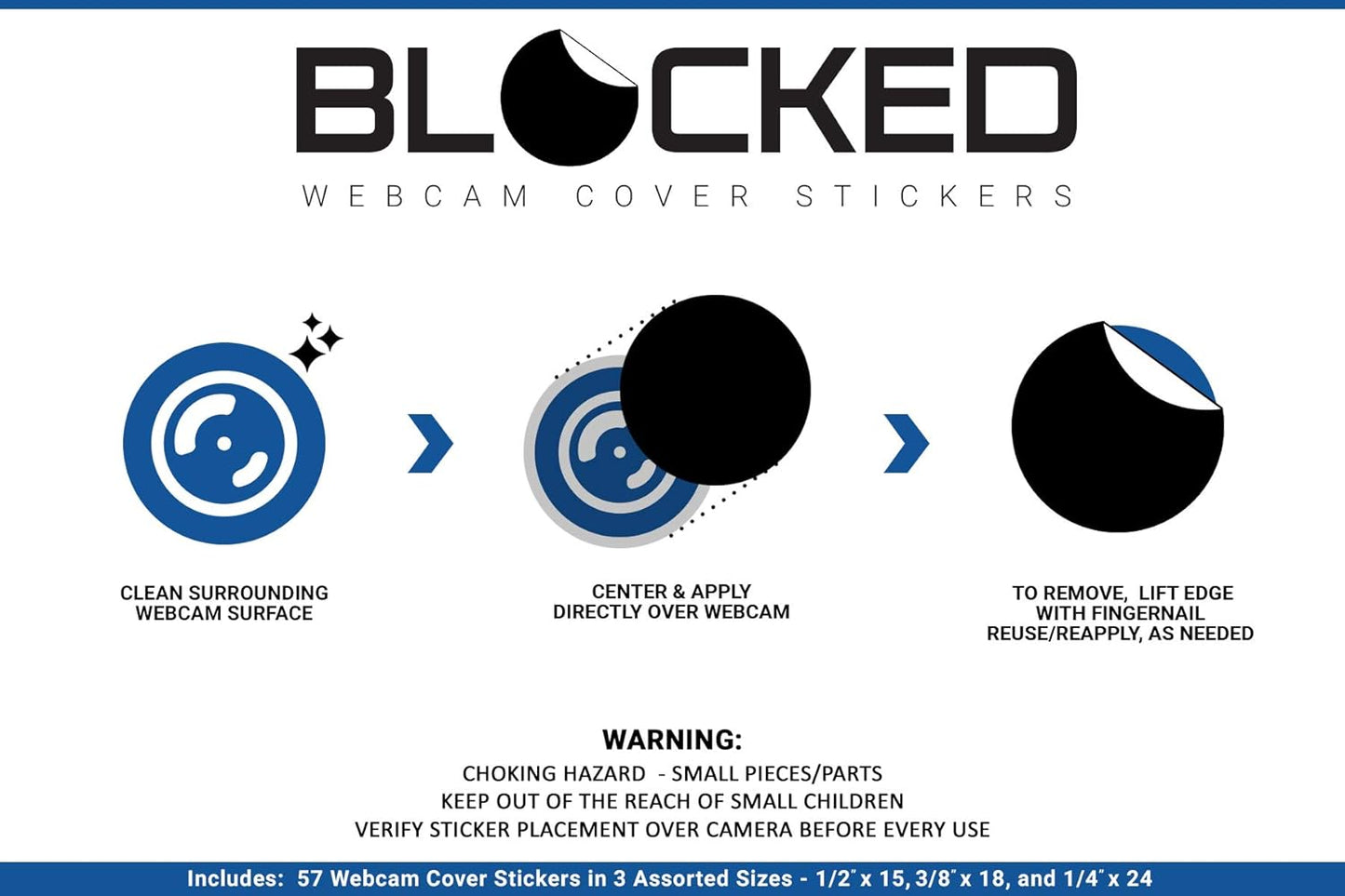 Stackable Webcam/Camera Vinyl Covers | 95 Low-Tack Restickable Webcam Sticker | Multiple Sizes | White 95-Pack (Ultra Glossy)