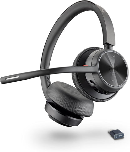 Poly Voyager 4320 UC Wireless Headset (Plantronics) - Stereo Headphones w/Noise-Canceling Boom Mic - Connect PC/Mac/Mobile via Bluetooth - Works w/Teams, Zoom, & More - Amazon Exclusive