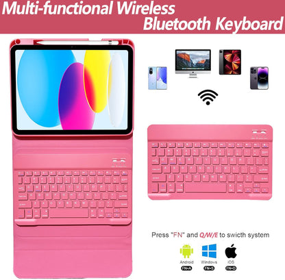 Keyboard Case for iPad 11th 10th Generation - iPad 10th Generation Case with Detachable Wireless Keyboard - Smart Folio Cover with Pencil Holder for 11-inch A16 2025 10.9-inch 2022, Red