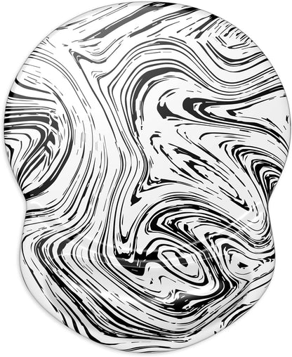 ITNRSIIET Ergonomic Mouse Pad with Gel Wrist Support Small Wrist Rest Smooth Surface Non-Slip PU Base Comfortable Office Supplies Pain Relief, 8.7 x 7.2 inches, Black and White Texture