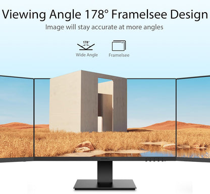 KOORUI Monitor 27 Inch 1080p PC Monitor 3000:1 Contrast Ratio with HDMI VGA for Office and Home, 99% SRGB, Frameless, Eye Care, Tilt Adjustment, VESA Mountable, Black