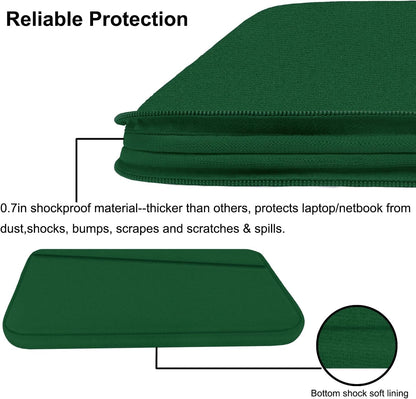 Laptop Sleeve 15.6 inch, Computer Carrying Bag Protective Case Handbag with Front Pocket, Slim Laptop Cover for 15-16 Inch HP, Dell, Lenovo, Asus, Dark Green