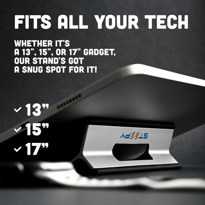 Steepy Portable Laptop Stand for Desk – Adjustable Height, & Portable Laptop Holder – Ergonomic Computer Stand for Cooling & Comfort – Slip-Proof, Sturdy Design – Universal Fit for 13-17 Inch Devices