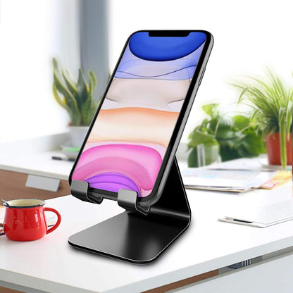 CreaDream Cell Phone Stand, Cradle, Holder, Aluminum Desktop Stand Compatible with Switch, All Smart Phone, iPhone 11 Pro Xs Max Xr X Se 8 7 6 6s Plus SE 5 5s-Black