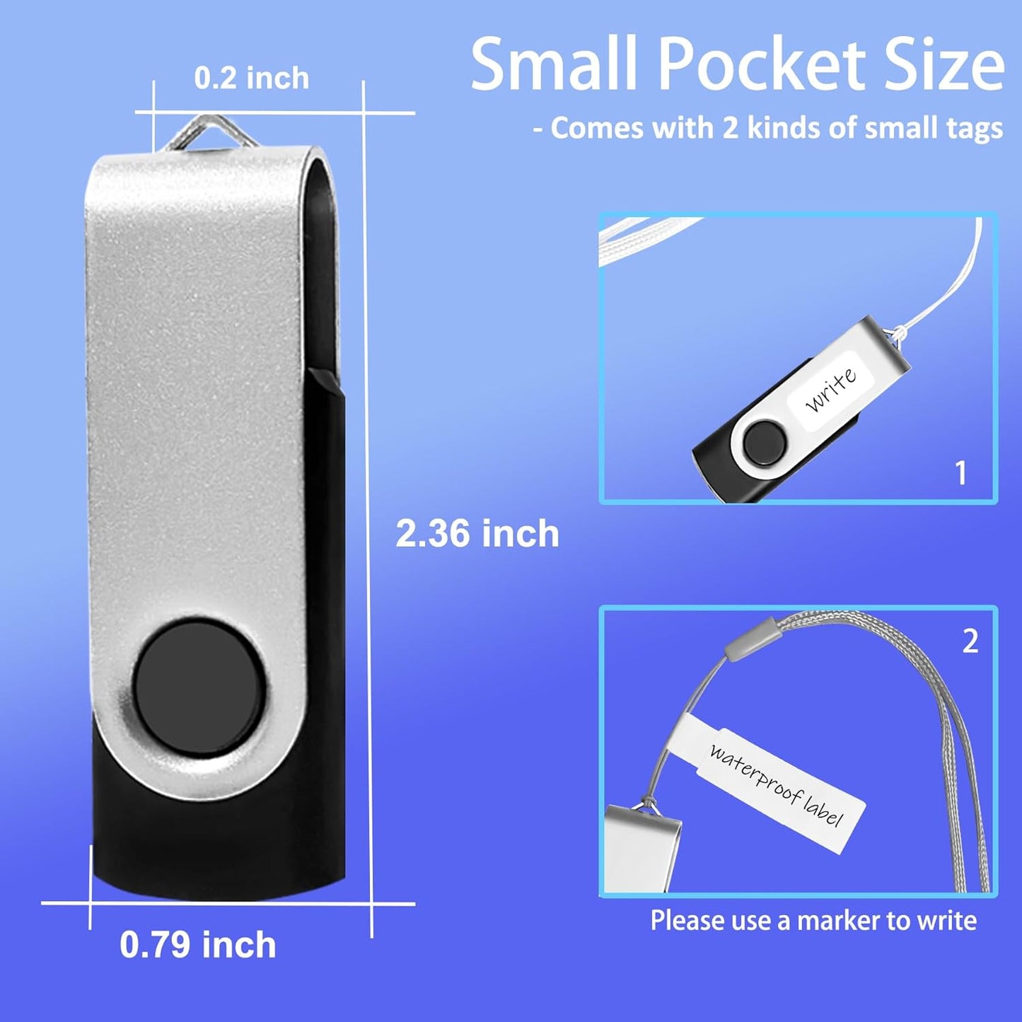 Thumb Drive 16GB FAT32 USB Flash Drives 20 Pack 16 GB USB 2.0 Jump Drives Multipack Flash Memory Stick Zip Drive Pendrive 20Pack with 20PCS Lanyards Label (Green Sliver 16gig)