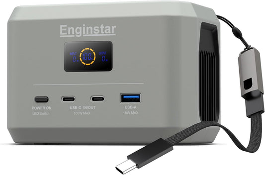 Enginstar Portable Power Station,Outdoor 99Wh LiFePO4 Battery,Solar Generator 100W Two-Way Fast Charging,Power bank for Camping, Traveling, Party and Emergencies