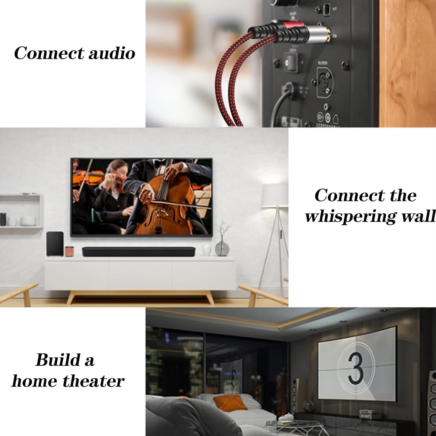 RCA Cable 20Ft,2Rca Male to 2-RCA Male Audio Stereo Subwoofer Cable [Hi-Fi Sound] Nylon-Braided Auxiliary Audio Cord for Home Theater, HDTV, Amplifiers, Hi-Fi Systems,Speakers and etc (20Ft)