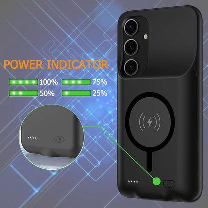 Battery Case for Galaxy S24, [10000mAh] Slim Portable Protective Fast Charging Case Backup Power Bank Battery Case Compatible with Galaxy S24-6.2 inch-Black