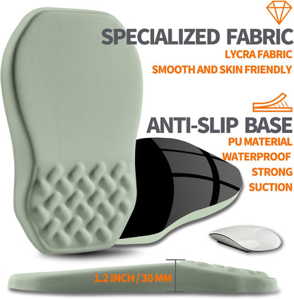 Ergonomic Slope Mouse Pad Wrist Support, Wrist Rest Mousepad for Carpal Tunnel Pain Relief with Massage Bulge and Slow Rebound Memory Foam (12x8 inch, Light Green)