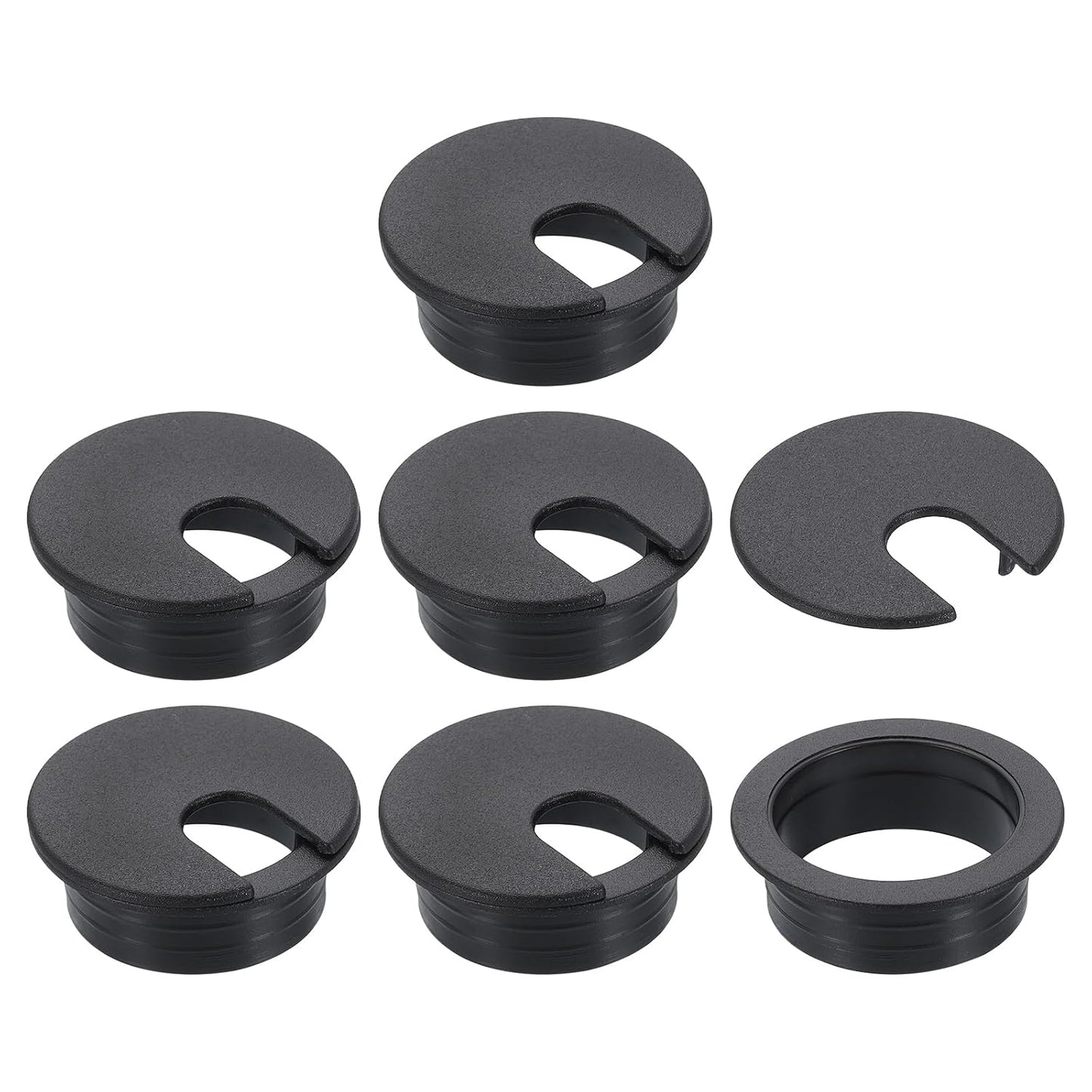 uxcell 6 Pcs 35mm (1.38 Inch) Desk Grommet, Plastic Cable Hole Cover, Wire Cord Cable Organizer for Home Office Computer Desk Cabinet, Black