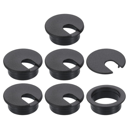 uxcell 6 Pcs 35mm (1.38 Inch) Desk Grommet, Plastic Cable Hole Cover, Wire Cord Cable Organizer for Home Office Computer Desk Cabinet, Black