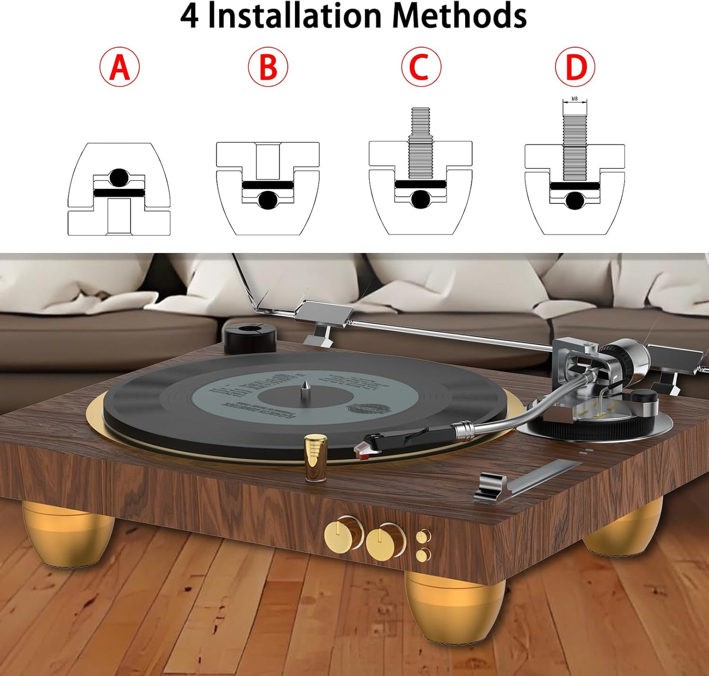 Audiocrast 4X HiFi Speaker Stand Feet Spike Pads Speaker Vibration Damper 30x33mm Aluminum Resonance Reduce Shock Absorber Floor Protector for Audio Speaker Amp Turntable