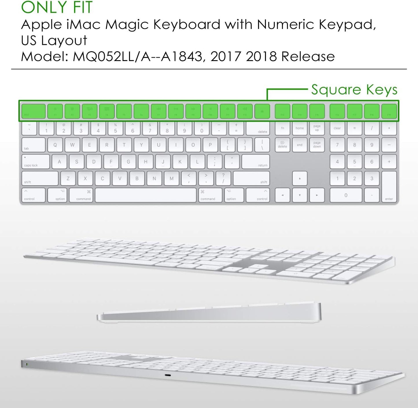 Allinside Ombre Gray Cover for Apple iMac Magic Wireless Keyboard with Numeric Keypad MQ052LL/A A1843 US Layout