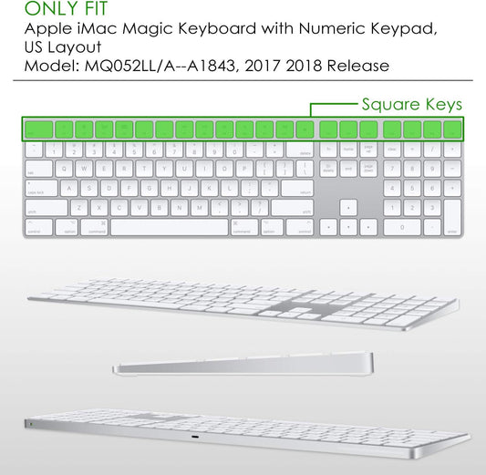 Allinside Transparent Cover for Apple iMac Magic Keyboard with Numeric Keypad MQ052LL/A A1843 US Layout
