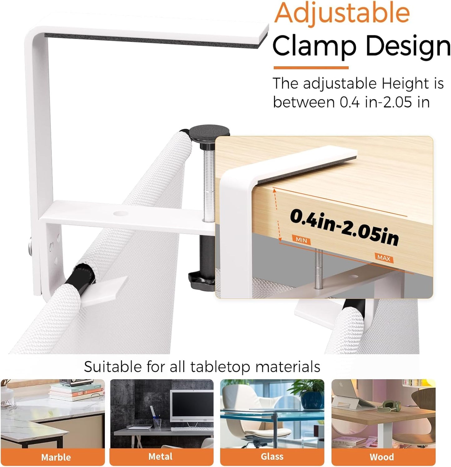 Under Desk Cable Management Tray - 48" Cord Organizer for Desk No Drill, Fabric Under Table Wire Organizer with 16X Cable Ties Hide for Office/Home, Cord Hider Fits Adapters & Sockets, White
