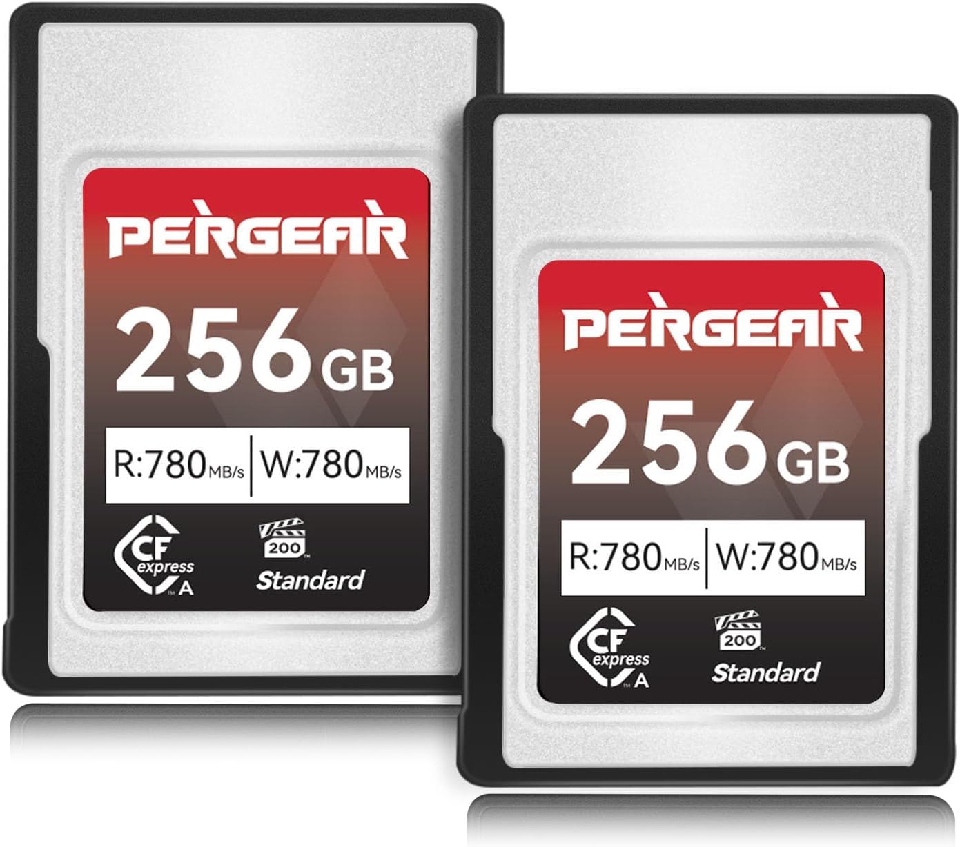 Pergear Upgraded 256GB CFexpress Type A Memory Card, Up to 780MB/s Read Speed & 780MB/s Write Speed for 4K 120P,8K 30P Recording, for Sony Alpha & FX Cameras, 2-Pack (Upgraded Version VPG200)