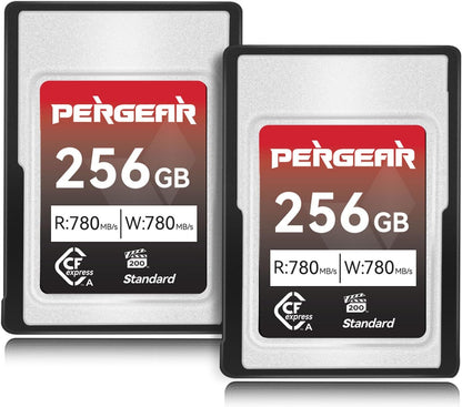 Pergear Upgraded 256GB CFexpress Type A Memory Card, Up to 780MB/s Read Speed & 780MB/s Write Speed for 4K 120P,8K 30P Recording, for Sony Alpha & FX Cameras, 2-Pack (Upgraded Version VPG200)
