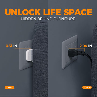 TESSAN Ultra Thin Flat Extension Cord 5 FT, Slim Power Strip with USB Ports (1 USB C), Surge Protector Flat Plug Wall Charger with 3 Outlets for Office, School, Dorm Room Essentials