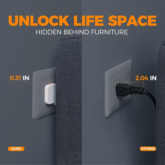 TESSAN Ultra Thin Flat Extension Cord 5 FT, Slim Power Strip with USB Ports (1 USB C), Surge Protector Flat Plug Wall Charger with 3 Outlets for Office, School, Dorm Room Essentials