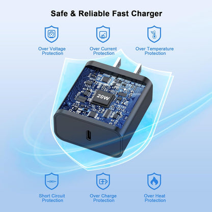 Matsusho iPhone 16 15 Charger Fast Charging 10 FT, 2 Pack 20W USB C Wall Charger with 10FT Type C Charger Cable Compatible for iPhone 16/16 Plus/16 Pro/16 Pro Max/15/15 Pro/15 Pro Max/15 Plus, Black