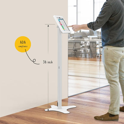 Tablet Floor Stand, Anti-Theft, Rotate Lockable Metal Tablet Enclosure+Aluminum Pole+Metal Base, Compatible with 10.9" iPad 10th, Pro 11" 1 2 3 4, Air 4 5, Air 11", iPad 11"(A16)