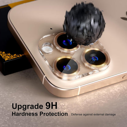 beuxece for 6 Pack iPhone 16 Pro/iPhone 16 Pro Max Camera Lens Protector [Drop Protection] [Case Friendly] [Easy Installation] 9H Tempered Glass Camera Screen Protector Cover, CD Gold