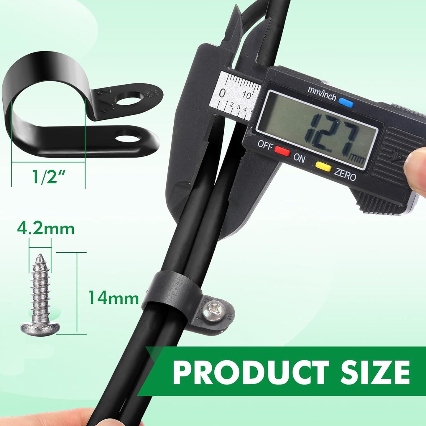 Hicarer 50 Pack R-Type Cable Clip Wire Clamp, Nylon Screw Mounting Cord Fastener Clips with 50 Pack Screws for Wire Management (Black, 1/2 Inch)