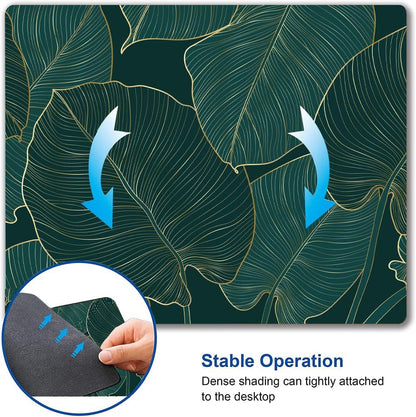 Mouse Pad, Green Leaves Mouse Pad Rectangle Custom Designs, Waterproof Anti-Slip Rubber Mousepad Office Accessories Desk Decor Wireless Mouse Pads for Computers Laptop
