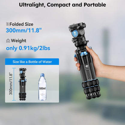 SIRUI AM-223L Carbon Fiber Mini Tabletop Tripod Kit, Compact Lightweight with AT-10 Fulid Video Head, Max Load 5kg/11.02lb for Cameras, DSLR (AM-223L+AT-10)