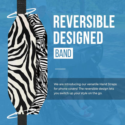 Phone Grip Strap - Pack of 2 Reversible Finger Holder for Phone Back, Customizable Anti-Slip Design, Wireless Charging Compatible Detachable Holder for iPhone - Zebra Patterns
