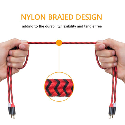 RCA Cable 3Ft,2Rca Male to 2-Rca Male Audio Stereo Subwoofer Cable [Hi-Fi Sound] Nylon-Braided Auxiliary Audio Cord for Home Theater, HDTV, Amplifiers, Hi-Fi Systems,Speakers and etc(3Ft/1M)