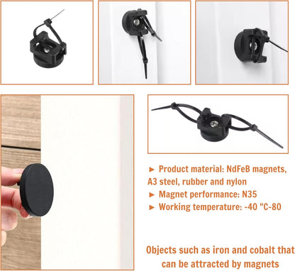 15Pcs (+100 pcs zip ties) Magnetic Cable Clips Zip Tie Mount Base, Cable Ties Holder, Multipurpose Wire Cable Holder for Magnetic Cable Management, Electrical Organization Supplies for Wire (BLACK15)