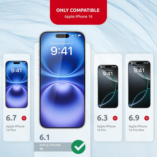 Screen Protector for iPhone 16 – Full Edge-to-Edge Protection Tempered Glass Screen Saver for iPhone 16 with Applicator, 9H Hardness, Oleophobic Coating - iPhone 16 accessories - Black