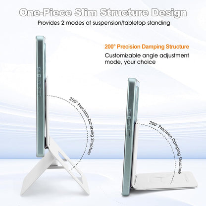 Phone Stand, Foldable Magnetic Phone Tripod, Angle Adjustment & Strong Magnets PU Leather Phone Stand, Compatible with All Smart Phone 16/15/14/13/12 (White)