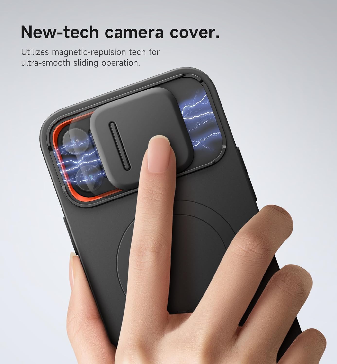 SURITCH for iPhone 13 Pro Max/12 Pro Max Case with Magnetic Camera Slide Cover and Adjustable Kickstand, Compatible with MagSafe, Shockproof Bumper Case Slim Protective Cover 6.7 Inch, Black