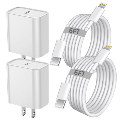 iPhone Fast Charger, iPhone Charger Fast Charging 2Pack PD 6FT Type C Quick USB C to Lightning Cable Cord Fast Charger iPhone USB C Wall Block Plug for iPhone 14 13 12 11 Pro Max XR XS X,iPad AirPods