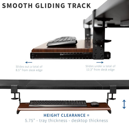 VIVO Height Adjustable Clamp and 12 inch Rail Set for DIY Custom Wooden Keyboard Trays (Tray Not Included), Under Desk Pull Out Slider Track with C-clamp Mount System, Black, MOUNT-RAIL02H