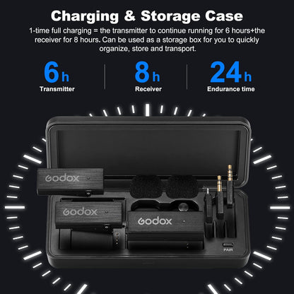 GODOX 【2025 Latest Model】 Movelink Mini LT Kit Wireless Microphone System, 2.4GHz Lavalier Mic 100m(328ft.) Range with Charging Case for iPhone, Camera, Vlogger, Youtuber, Interviewer(Green)