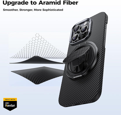 BENKS ArmorPop Magnetic Phone Grip & Stand for MagSafe, 360° Rotation Adjustable Phone Ring Holder for iPhone 17/16/15/14/13/12 Series, Durable Kevlar Design