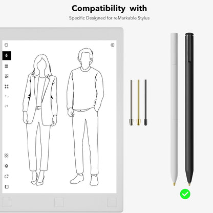 Marker Stylus Tips for Remarkable 2 Pen Tips with Nibs Removal Tool,Metal Replacement Nibs for Remarkable 1/2 Pen/Marker Plus (4+10 PCS-Gold/Sirvel/Black)