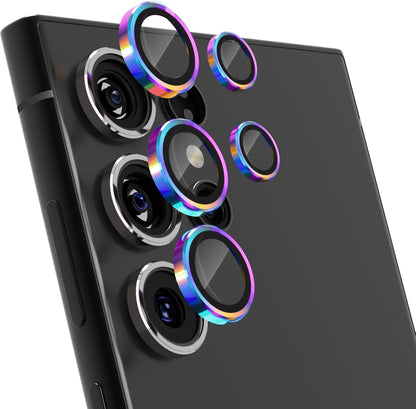 For Samsung Galaxy S25 Ultra Camera Lens Protector, Individual Lens Protector, Ultra HD 9H Tempered Glass Screen Protective Cover, Anti-scratch, Military Grade Drop Protection 2 Set. (Colorful, S25 Ultra)