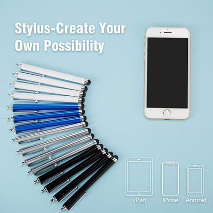 Outus 36 Pcs Stylus Pen for Universal Capacitive Touch Screens Devices, Stylus Pen Compatible with Tablet for Classroom Travel Olders Friendly(Black, Silver, Dark Blue, White)