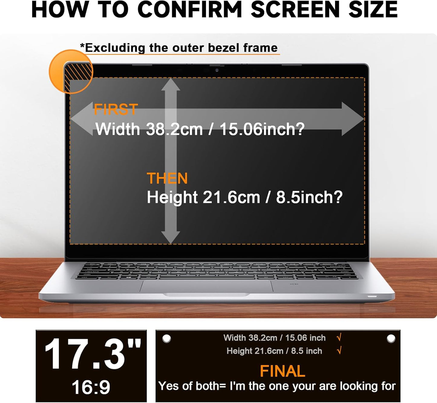 Mamol Laptop Privacy Screen 17.3 Inch, Anti Blue Light Glare Filter, Removable Shield, Anti-Scratch Screen Protector