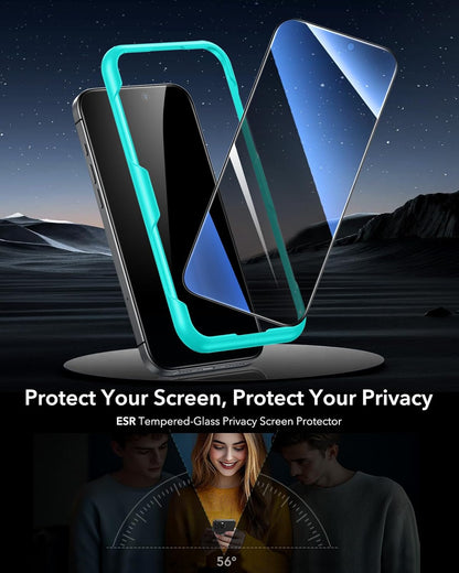 ESR 3 Pack for iPhone 16 Pro Max Privacy Screen Protector, Anti-spy Tempered-Glass Privacy Screen Protector with Easy Installation Tool, Micro-Curved Edges, Case Friendly