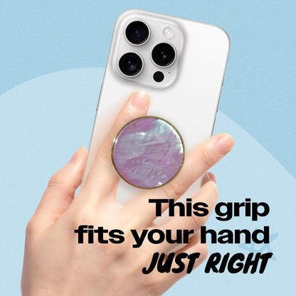 OnTheGrip Cute Natural Seashell Design Round Shape Collapsible Mobile Phone Grip Stand Holder for Smartphone Tablet Cell Phone Accessory (Violet)