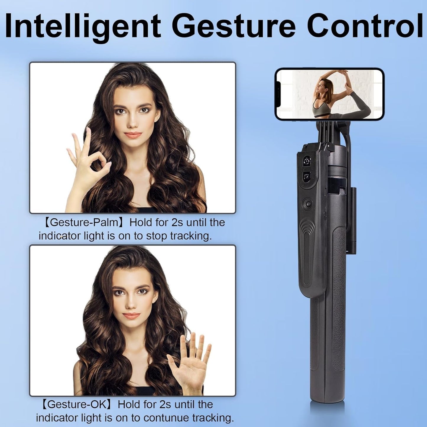 Extendable Auto Face Tracking Phone Tripod Stand, 360° Rotation Selfie Sticks with Light, Smart AI Facial Recognition, Tripod with Wireless Remote, Cameraman Shooting for Video, Vlog, Live Stream