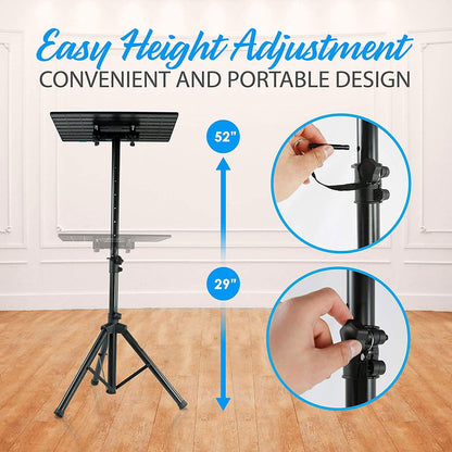 Pyle Laptop Projector Tripod Stand - 2 Pcs Computer, Book, DJ Equipment Holder Mount Height Adjustable Up to 52 Inches w/ 20'' x 16'' Plate Size - Perfect for Stage or Studio Use - Pyle PLPTS4X2