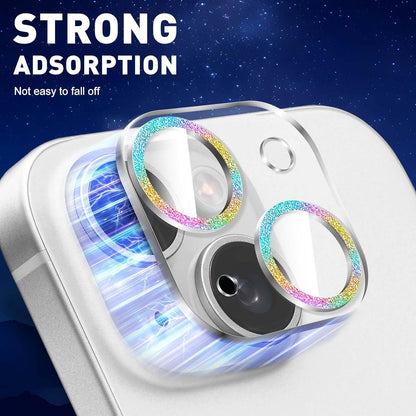 LucBuy 3PCS Sparkling Camera Lens Protector for iPhone 11, Full Clear Acrylic Cover with Shiny Colorful Glitter Designed Decoration Back Camera Protector