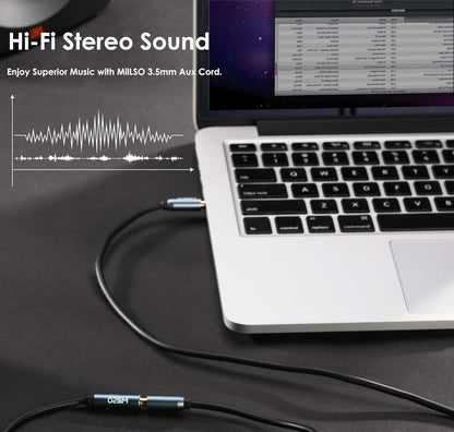 MillSO 3.5mm Headphone Extension Cable (33 ft) TRRS 3.5mm Male to Female Stereo Audio Jack Extension Adapter Auxiliary AUX Cord for Headphones, Earbud, Speaker, Car or Home HiFi Stereo System